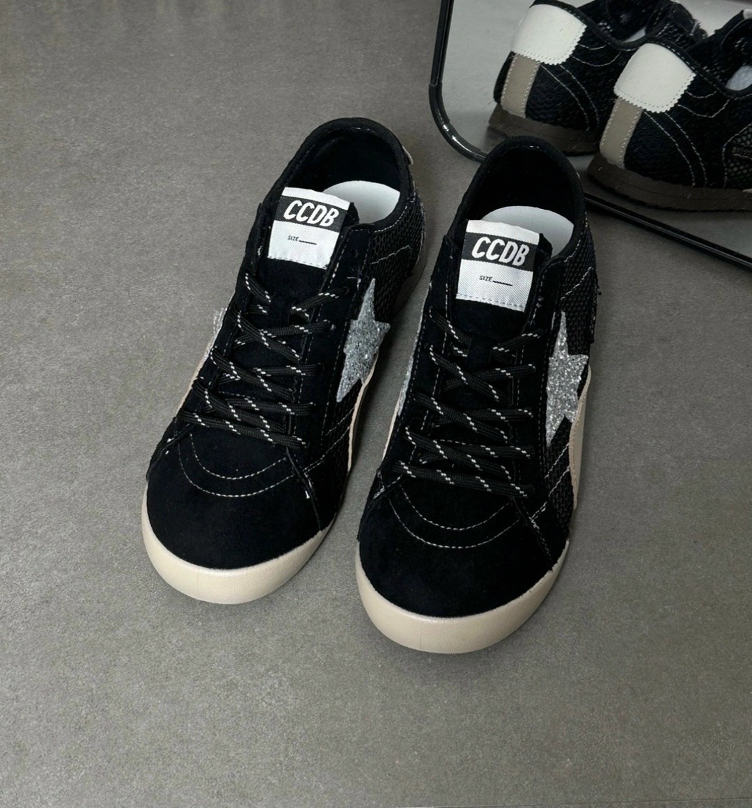 ,кеды golden goose,кеды super-star с блестками golden goose черный, женская,кроссовки golden goose