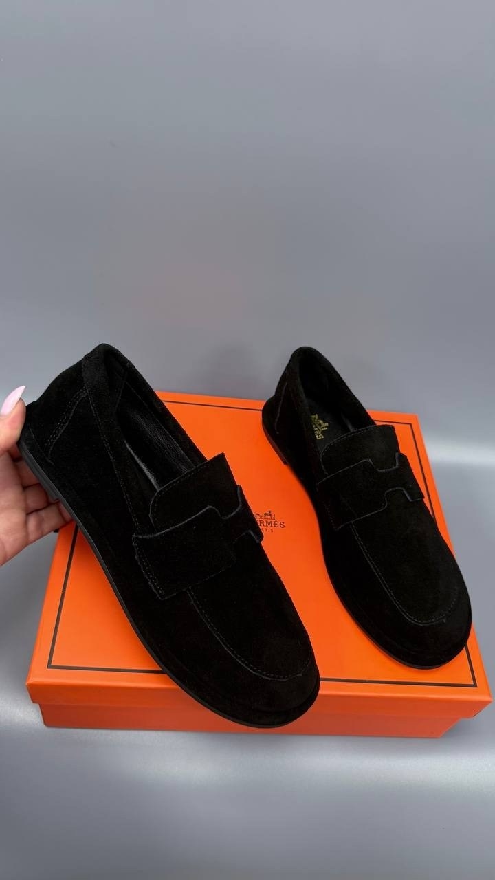 hermes лоферы,замшевые лоферы hermes,туфли hermes,,женские лоферы hermes paris a113173 замшевые чёрные