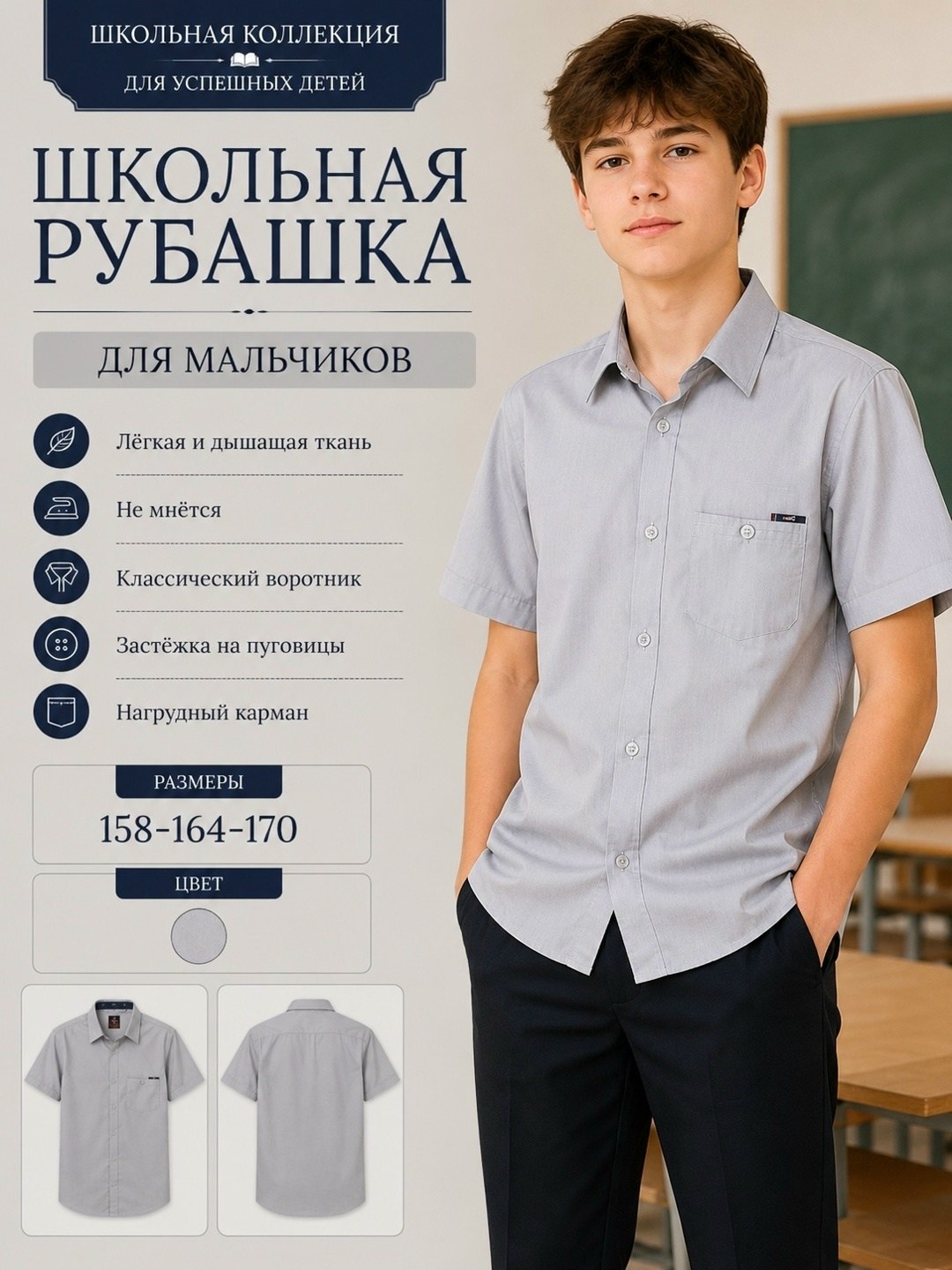 классическая рубашка для мальчика школьная,рубашка для мальчика школьная,классическая школьная рубашка,рубашка для мальчика школьная на кнопках,рубашка школьная для мальчика с коротким рукавом