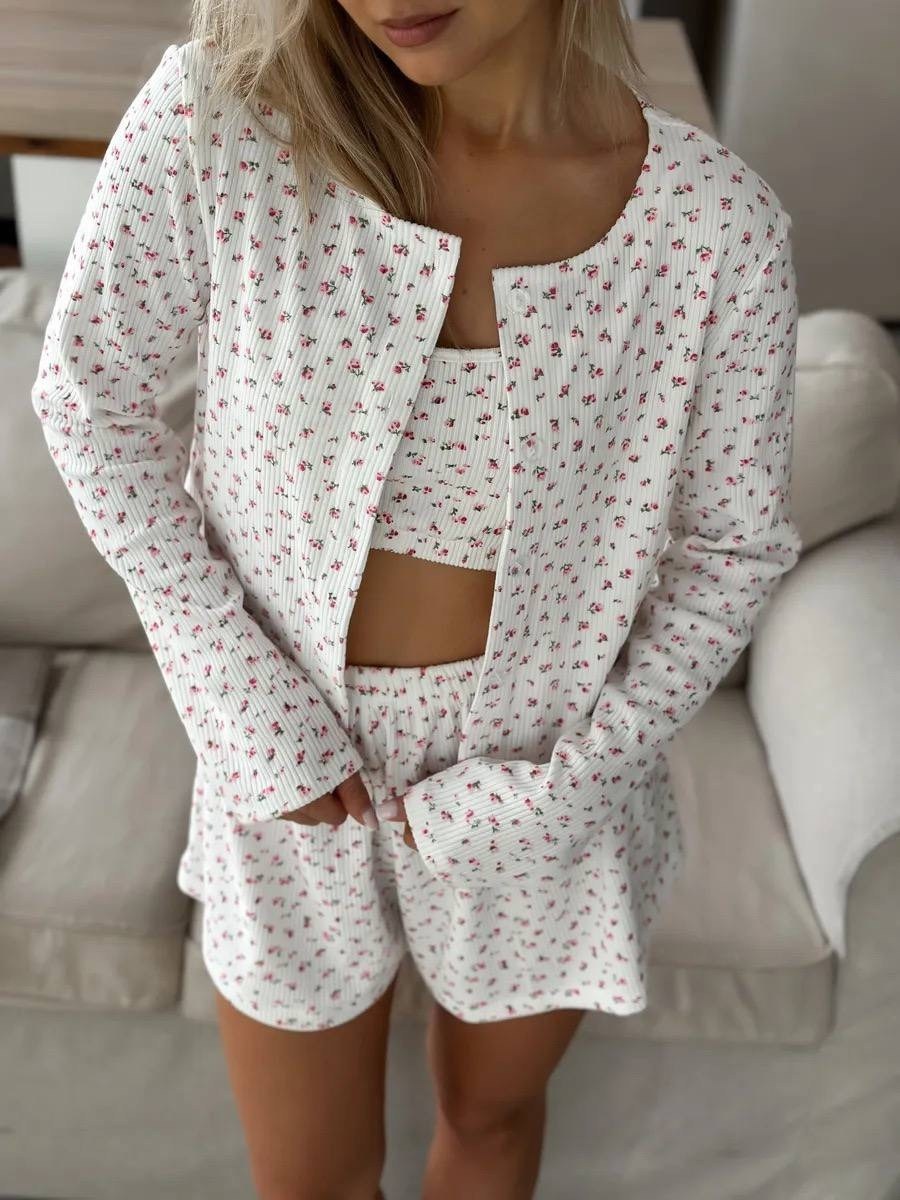 пижамы с шортами 3 в 1,пижама женская,пижама с шортами,пижама комплект,женский пижамный комплект