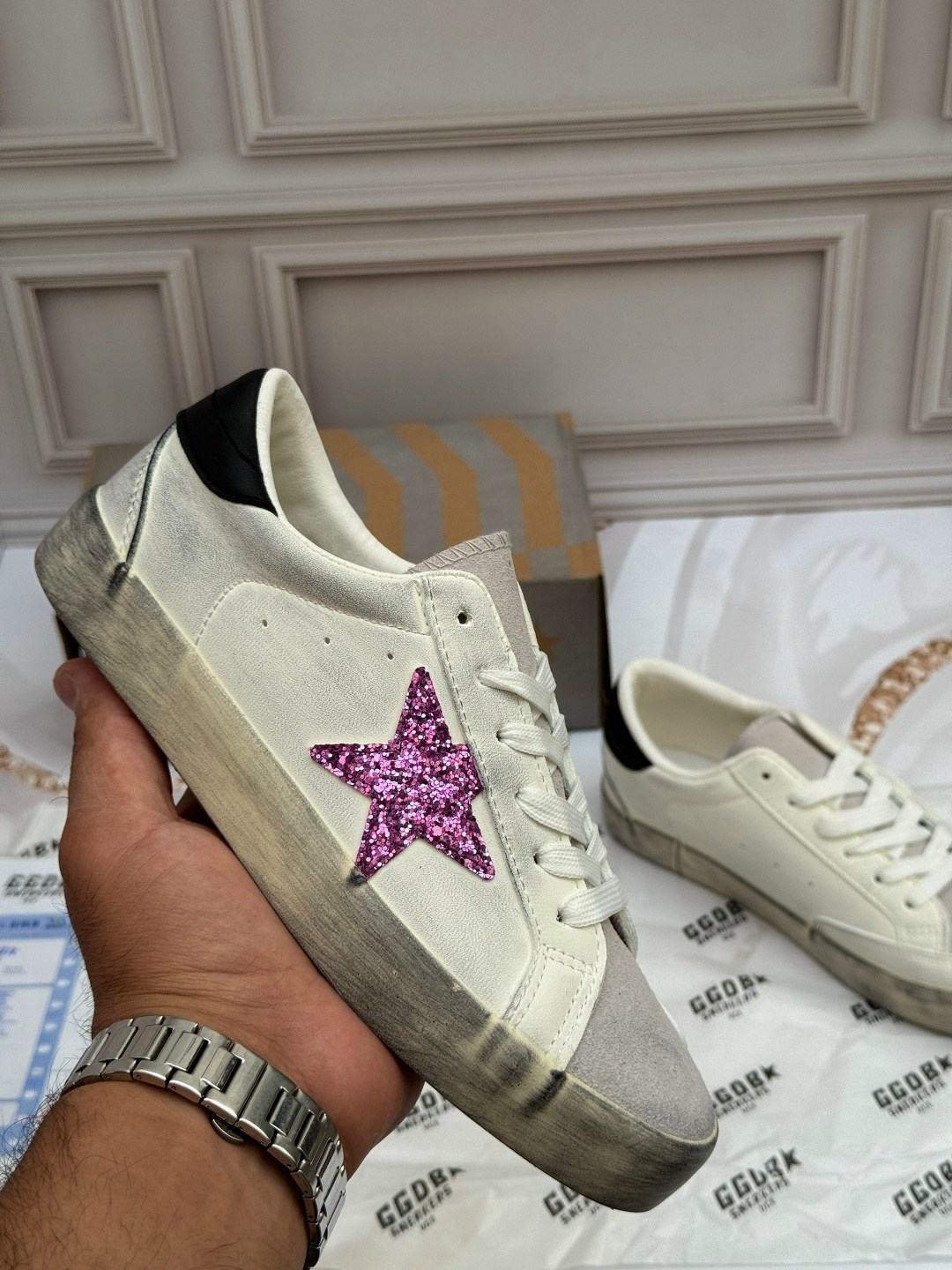 ,кеды golden goose женские,кроссовки golden goose,кроссовки golden goose wmns superstar white silver blue glitter,golden goose кеды