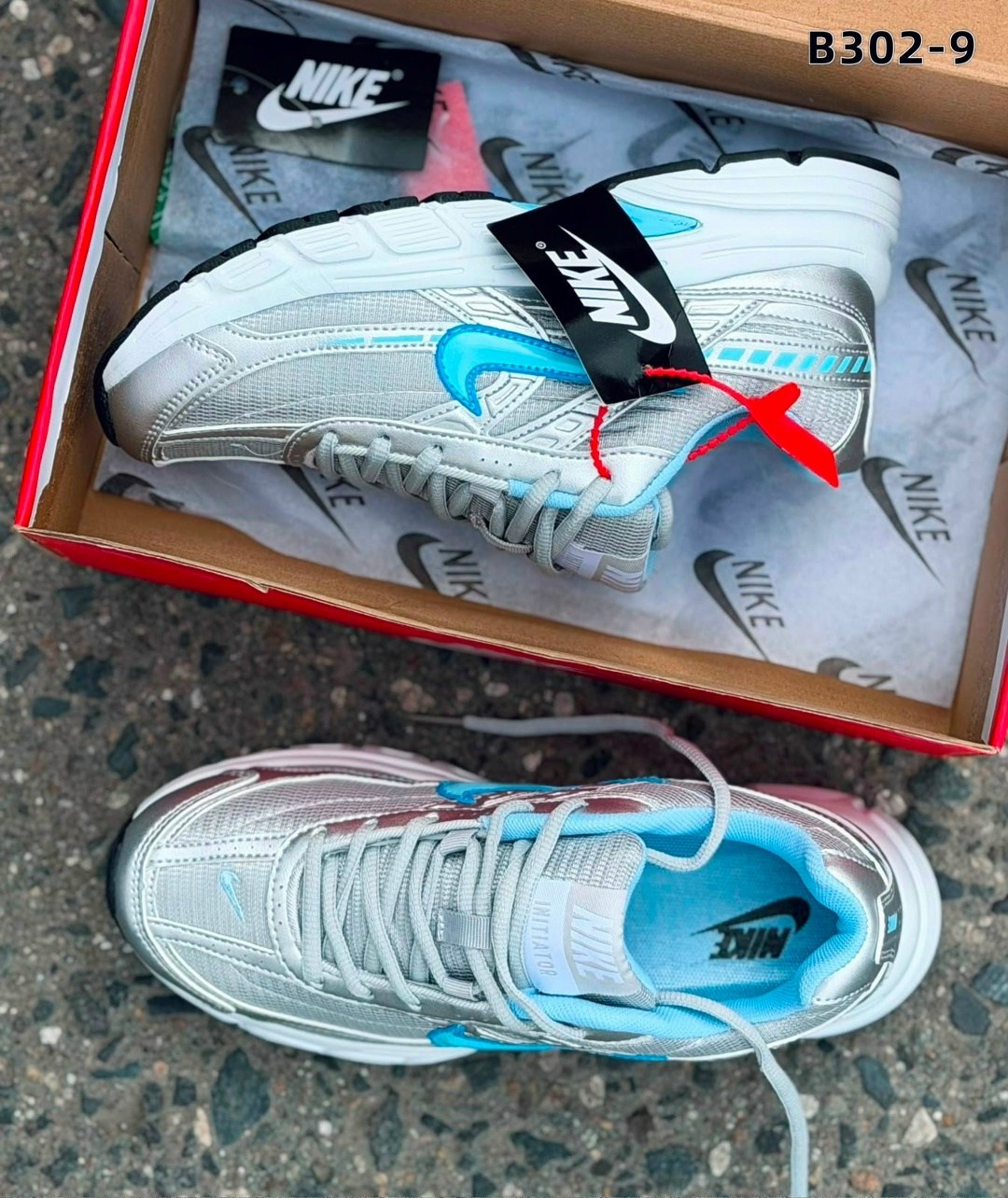 кроссовки nike initiator,женские кроссовки nike initiator серебристого цвета,nike initiator,кроссовки,nike initiator blue silver