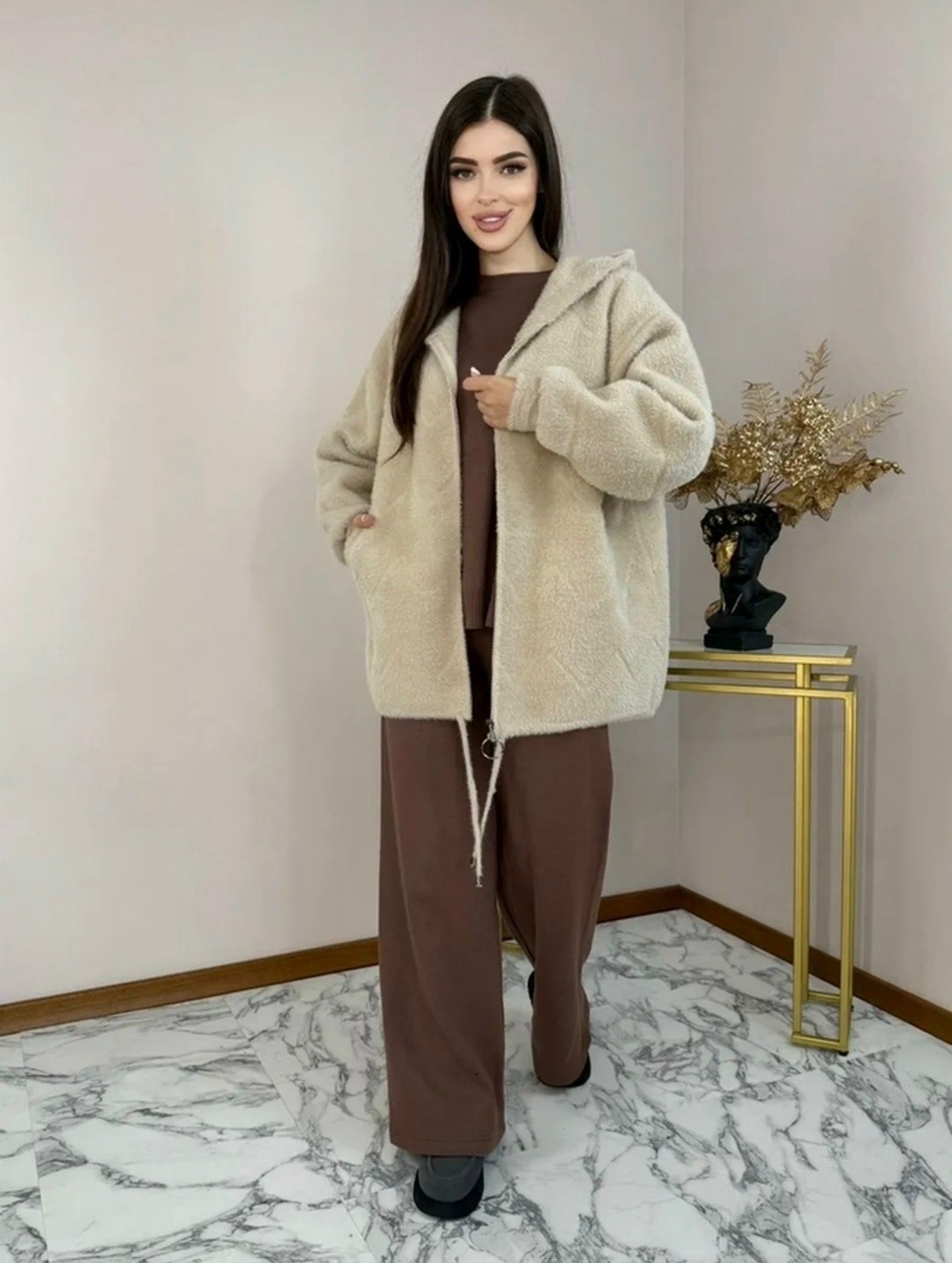 кофта альпака с капюшоном,кардиган - шубка пушистый альпака ангора большие размеры tommy nd цвет черный,кардиган альпака,кардиган - шубка полупальто пушистый альпака ангора n&d underwear цвет черный,к