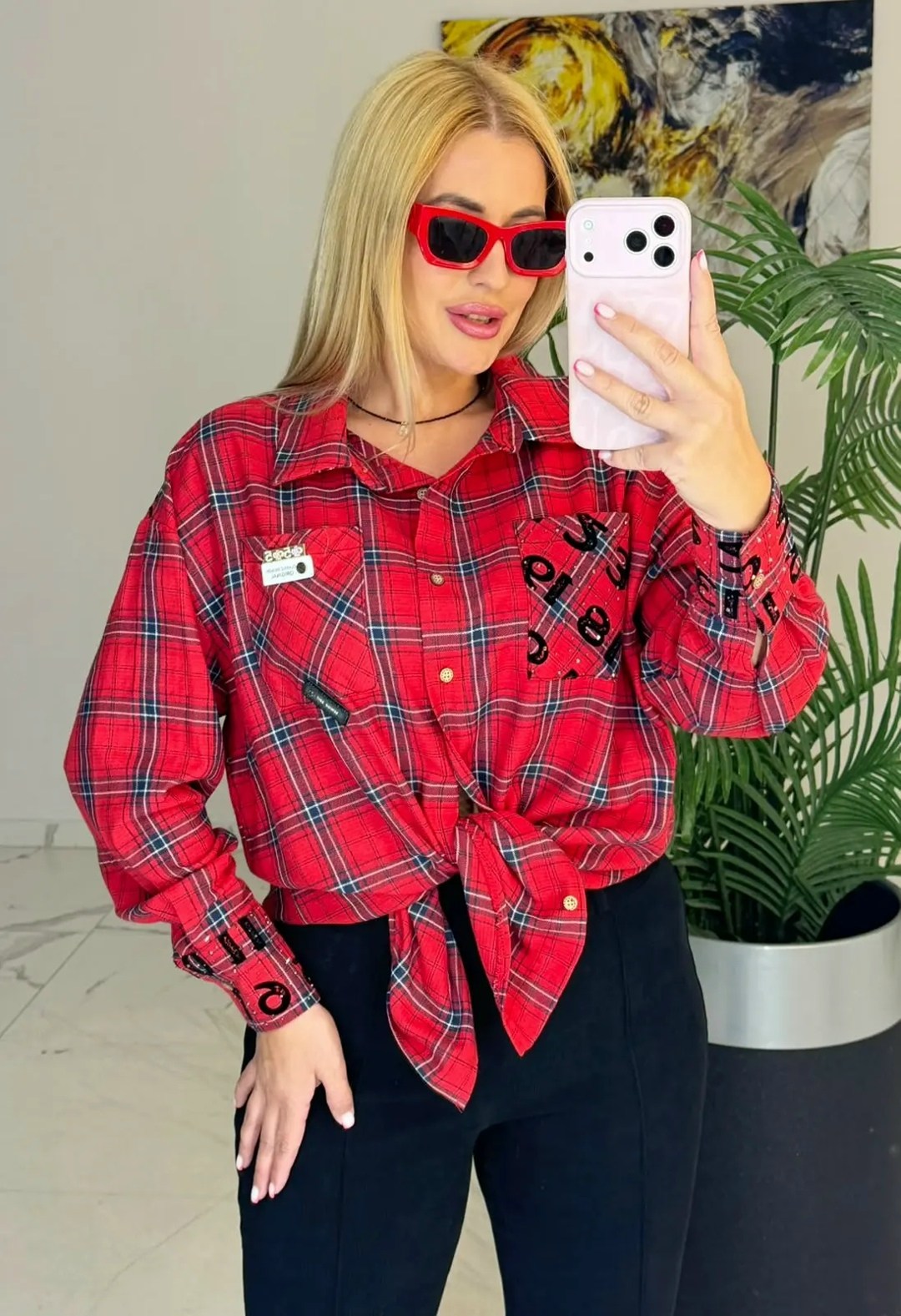 рубашка классическая в клетку оверсайз la fashion,женская рубашка в клетку оверсайз,рубашка женская,рубашка,рубашка в клетку женская