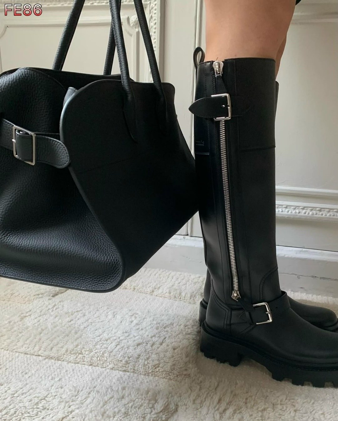 hermes черные кожаные сапоги для женщин,сапоги широкие,сапоги кожаные hermes,сапоги живанши,сапоги кожаные