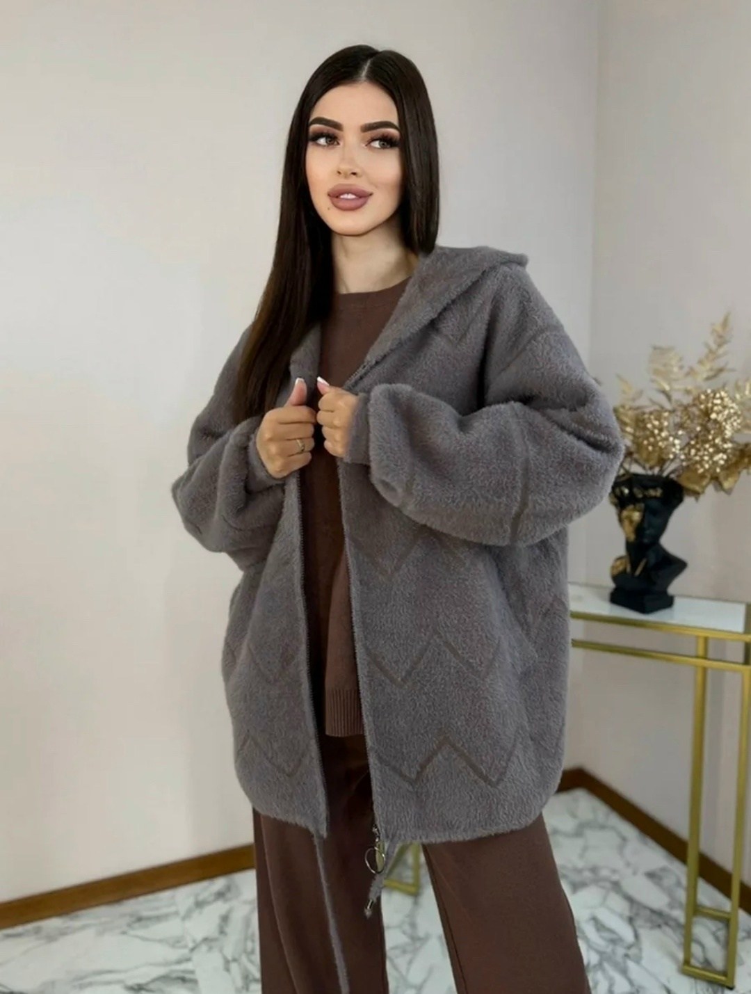 кофта альпака с капюшоном,кардиган - шубка пушистый альпака ангора большие размеры tommy nd цвет черный,кардиган альпака,кардиган - шубка полупальто пушистый альпака ангора n&d underwear цвет черный,к
