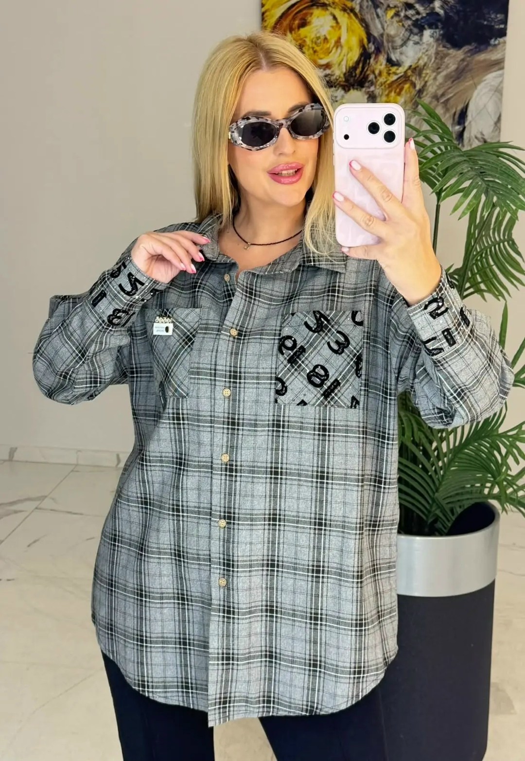 рубашка классическая в клетку оверсайз la fashion,женская рубашка в клетку оверсайз,рубашка женская,рубашка,рубашка в клетку женская