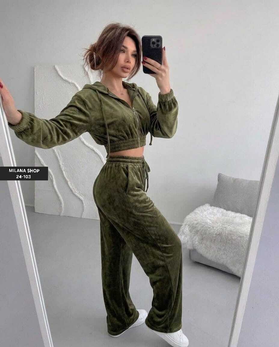 костюм велюровый двойка rayxona shop цвет хаки,велюровый костюм,костюм велюровый женский,костюм спортивный женский,велюровый спортивный костюм