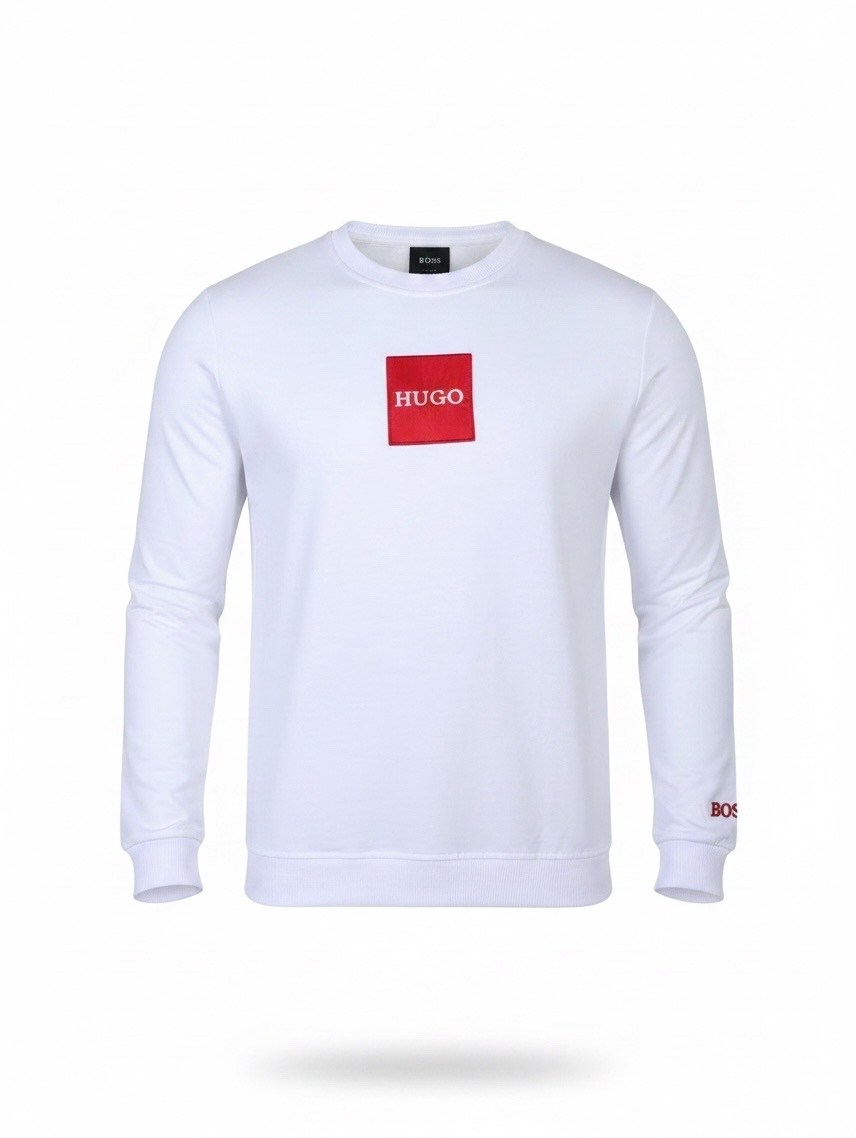 hugo boss свитшот,хлопковый свитшот с логотипом hugo,свитшот мужской hugo boss,свитшот hugo,белый свитшот мужской