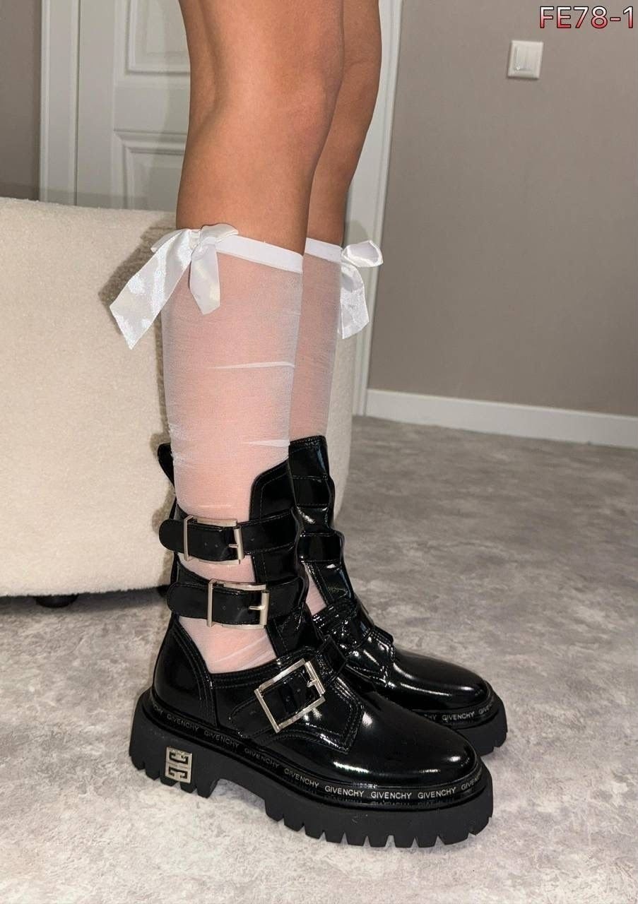 ботинки givenchy,,женские кожаные ботинки givenchy с пряжками,ботинки живанши,ботинки женские