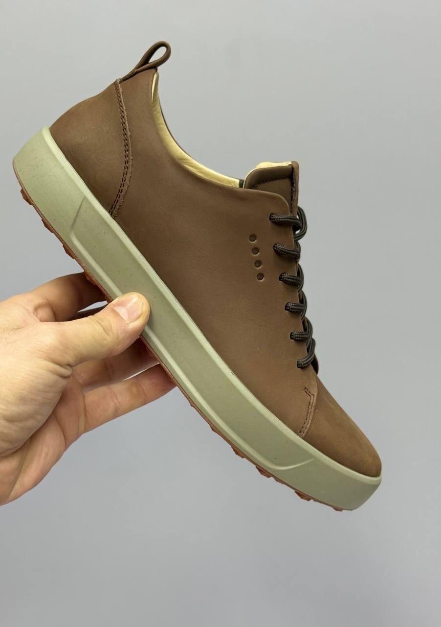 ,кеды ecco,ecco soft 7,коричневые кроссовки,мужские кроссовки из натуральной кожи