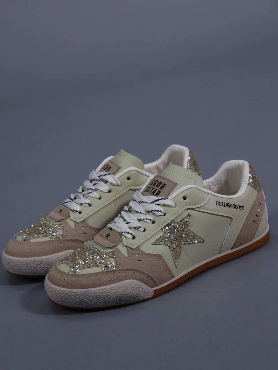 кеды женские golden goose,golden goose кроссовки,кеды golden goose,кроссовки golden goose wmns ball star white beige silver glitter,golden goose ball star