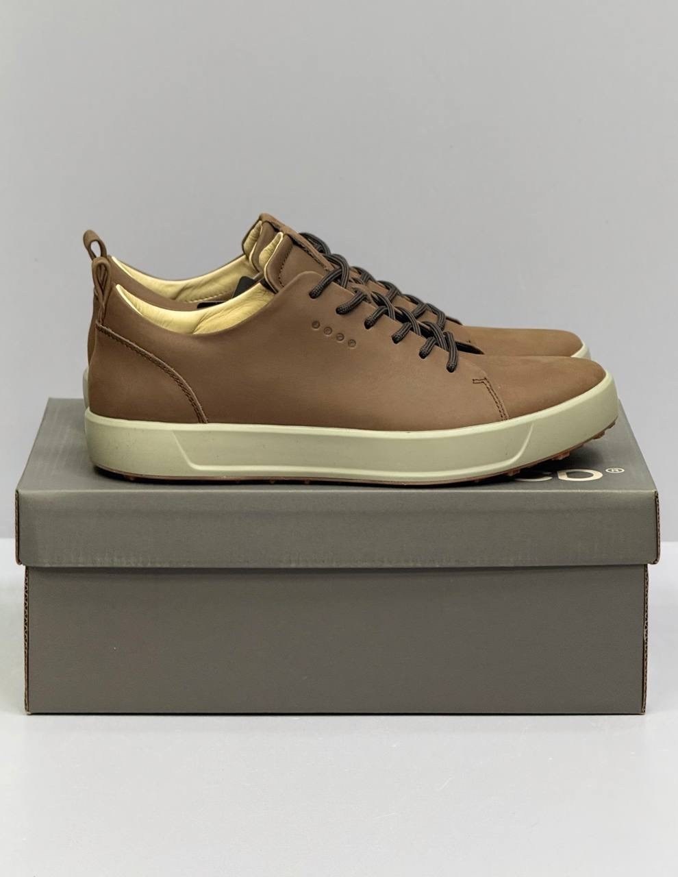 ,кеды ecco,ecco soft 7,коричневые кроссовки,мужские кроссовки из натуральной кожи