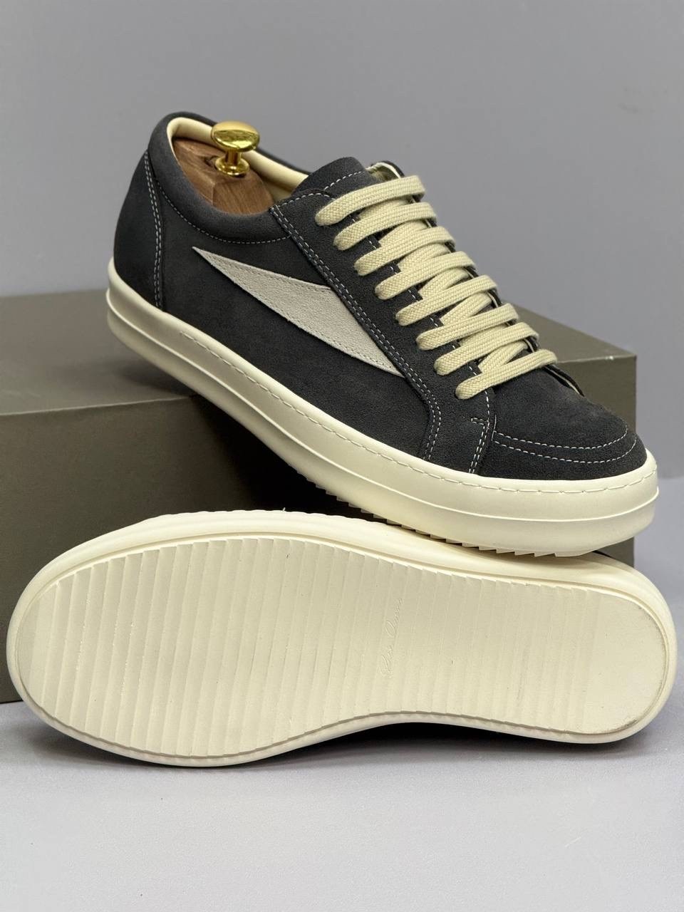 кроссовки rick owens rick owens,,кроссовки rick owens,мужские кеды rick owens на толстой подошве серый,кеды мужские