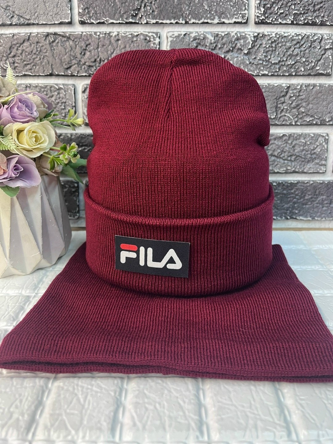 шапка fila мужская,шапка и снуд,шапка для женщин,комплект шапка со снудом на флисе,шапка со снудом мужская