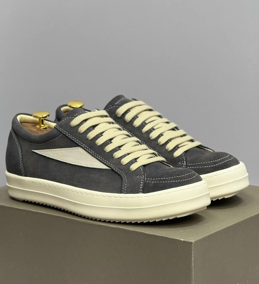 кроссовки rick owens rick owens,,кроссовки rick owens,мужские кеды rick owens на толстой подошве серый,кеды мужские