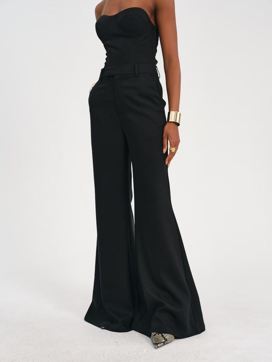 брюки object sigrid dress черный,широкие брюки,брюки черные,брюки клеш,брюки палаццо