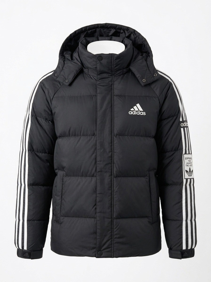 пуховик adidas,мужской пуховик adidas,куртка adidas зимняя черная мужская 3 stripes,мужской пуховик adidas originals черно-белый,куртка мужская adidas