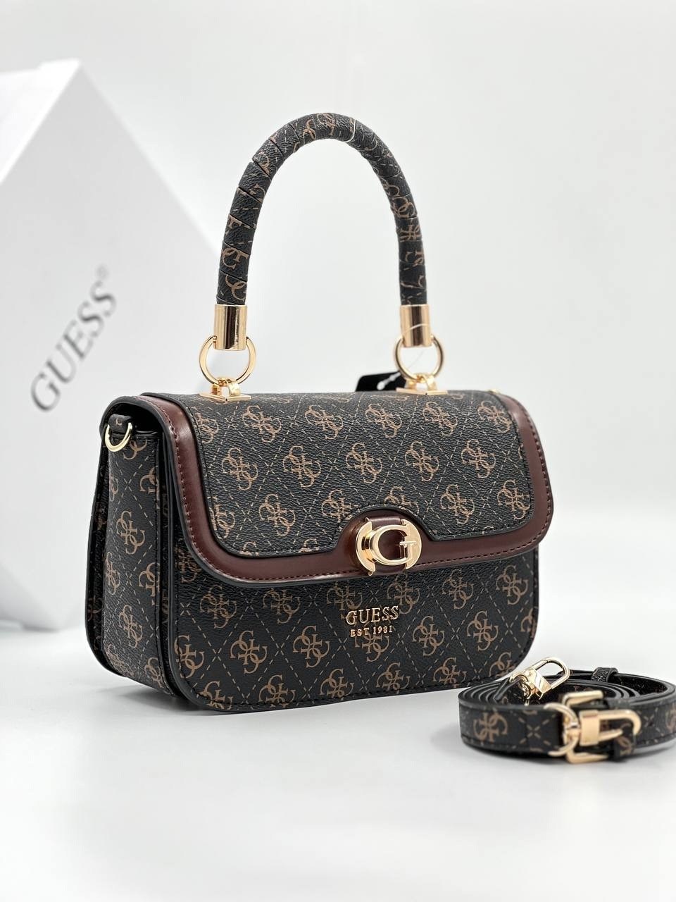 guess сумка,сумка женская guess,сумка женская guess hwqb8654210 темно-коричневый,guess сумка на плечо,сумка женская через плечо guess