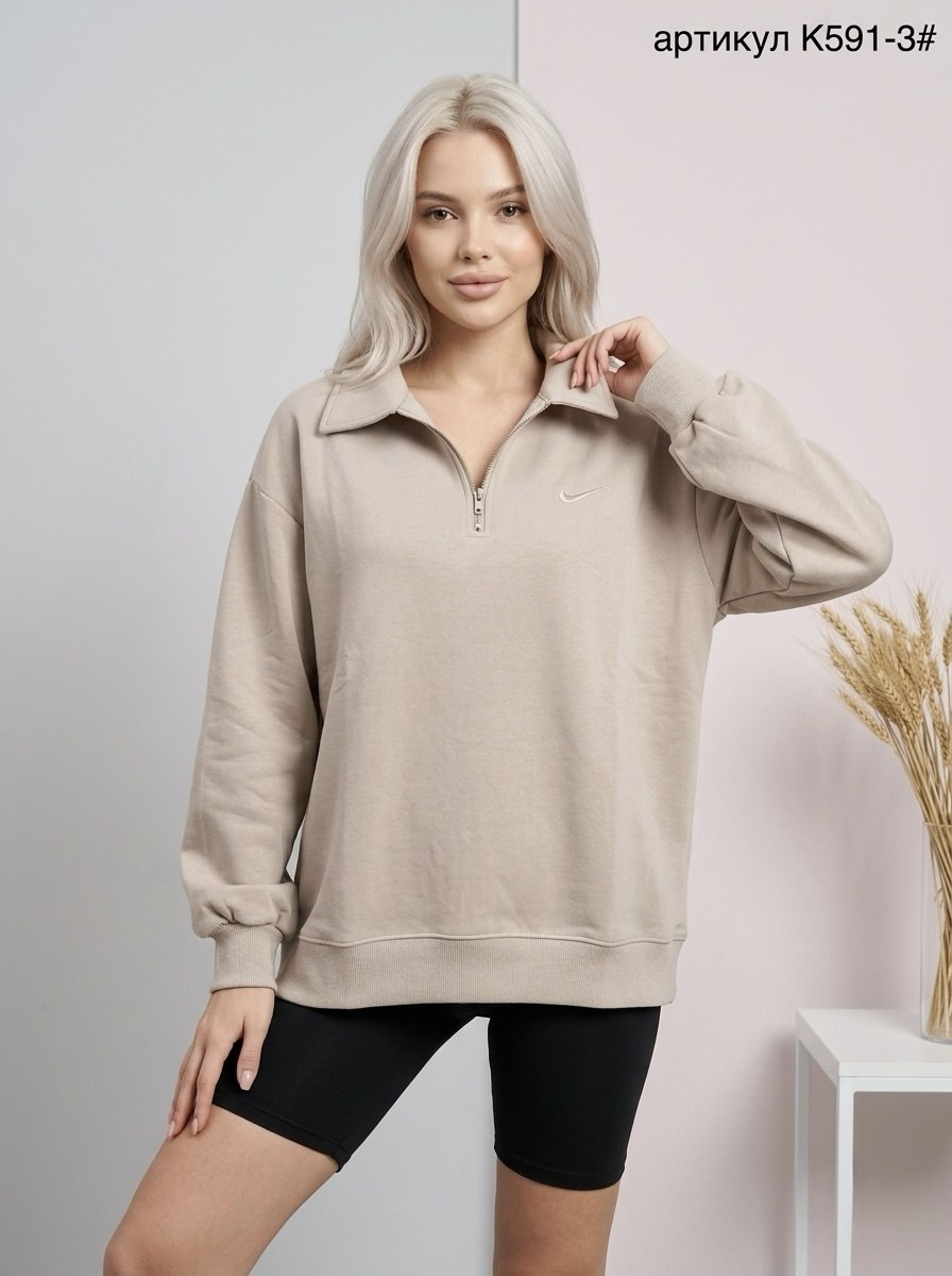 sun victoria women's brown polo neck oversize 3 thread ribbed sweatshirt,свитшот женская,женская кофта,свитшот на замке,толстовки свитшот