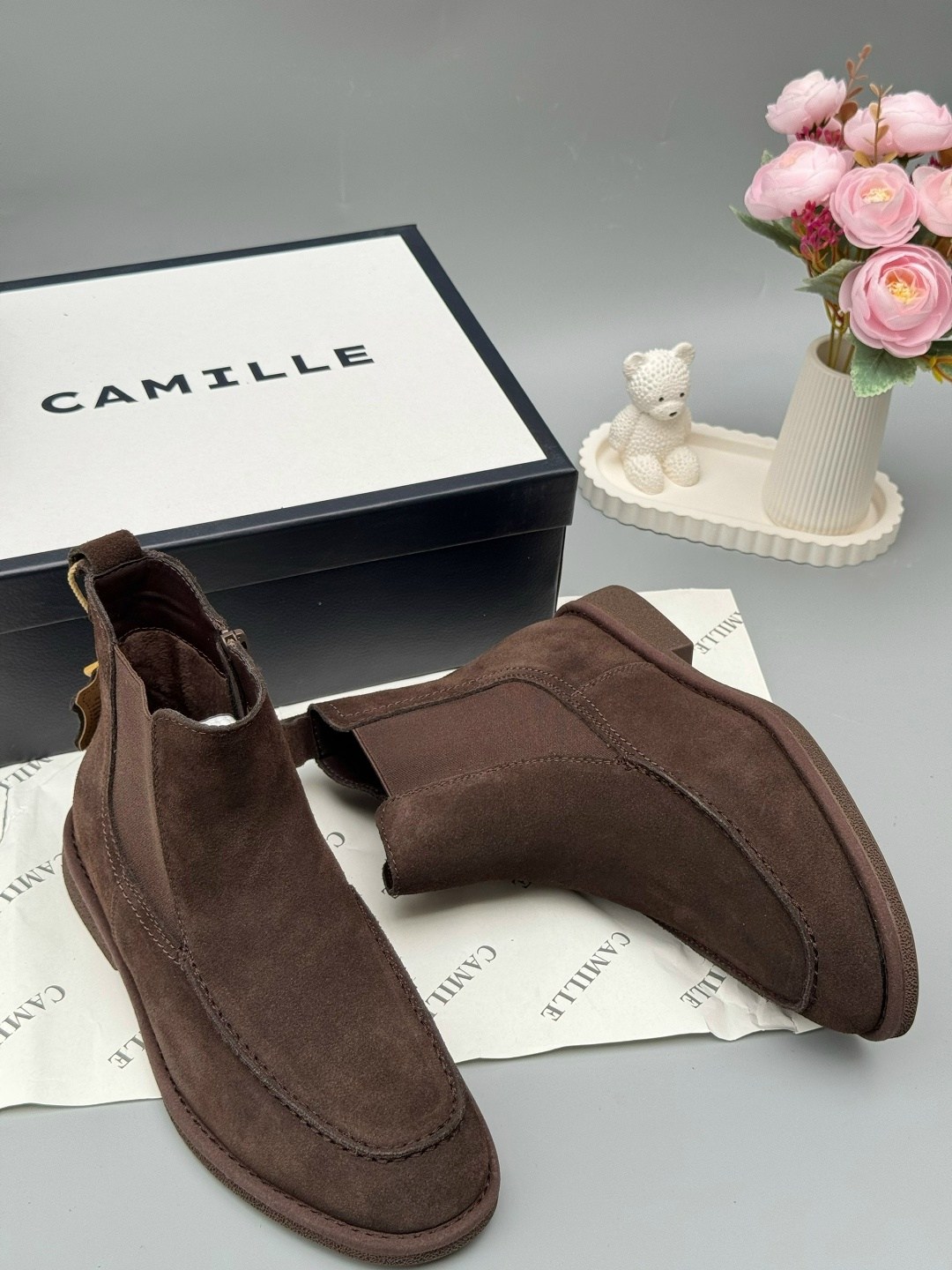 замшевые ботинки,,loro piana ботинки, женская,ботинки челси