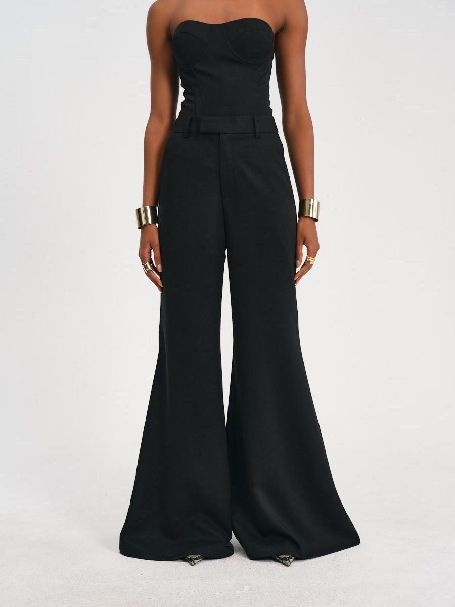 брюки object sigrid dress черный,широкие брюки,брюки черные,брюки клеш,брюки палаццо
