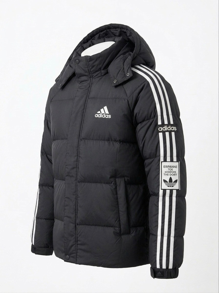 пуховик adidas,мужской пуховик adidas,куртка adidas зимняя черная мужская 3 stripes,мужской пуховик adidas originals черно-белый,куртка мужская adidas