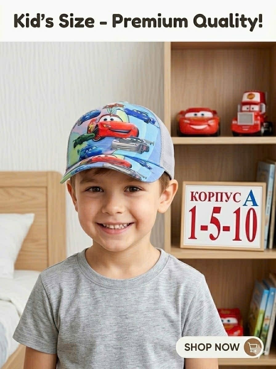 кепка для мальчика,кепка детская тачка,бейсболка для мальчика,кепка для детей,детская кепка