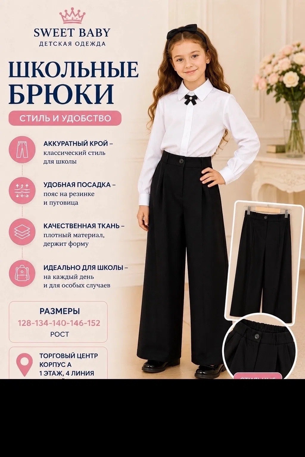брюки палаццо школьные для девочек,штаны для девочки в школу палаццо,брюки школьные однотонные lev&liz 230102060,брюки школьные 128 170 рост,брюки школьные широкие классические для девочки