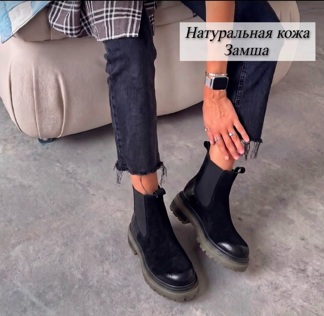 ,замшевые черные женские ботильоны на платформе повседневные ботинки челси,ботинки челси,ботинки женские,ботинки зимние челси замша