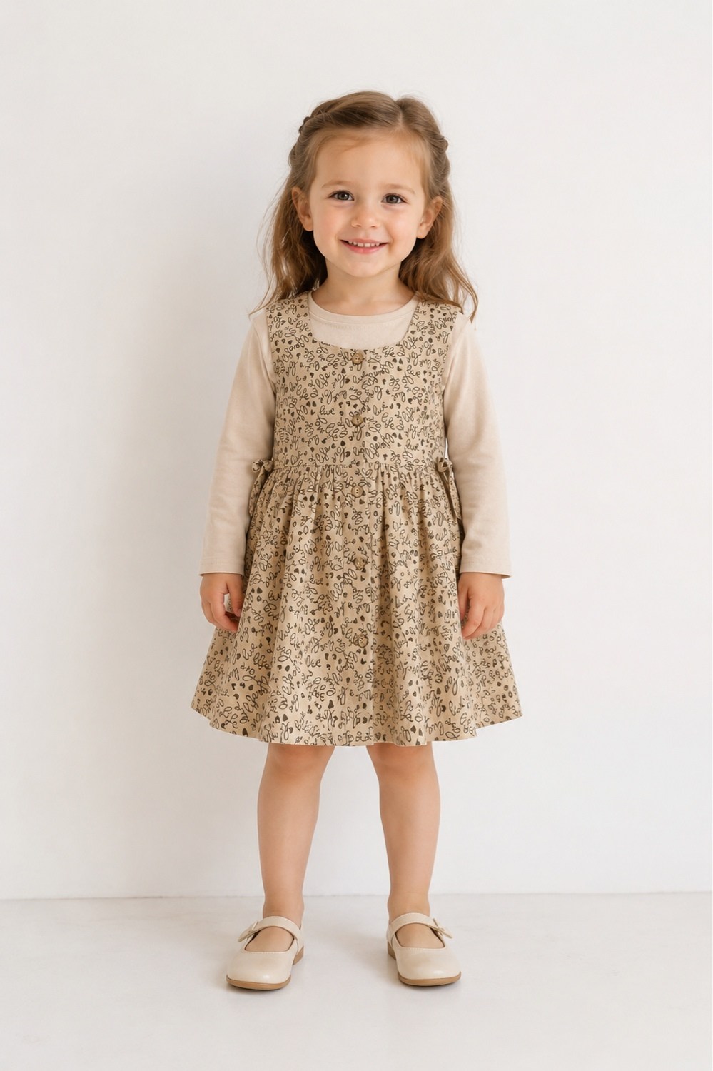 платье для девочки minaku cotton collection бежевое рост 92 см,платье для девочек,повседневные платья,платье для малыша,детская платье