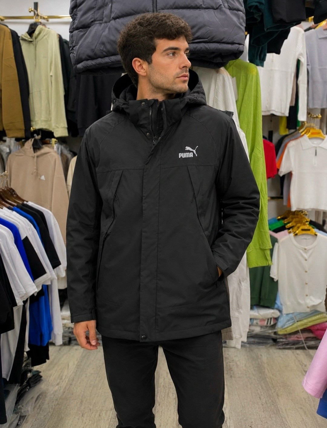 куртка puma,куртка puma мужская зимняя,мужская куртка puma protective hooded down coat puma black s,мужская куртка puma,пуховик мужской puma