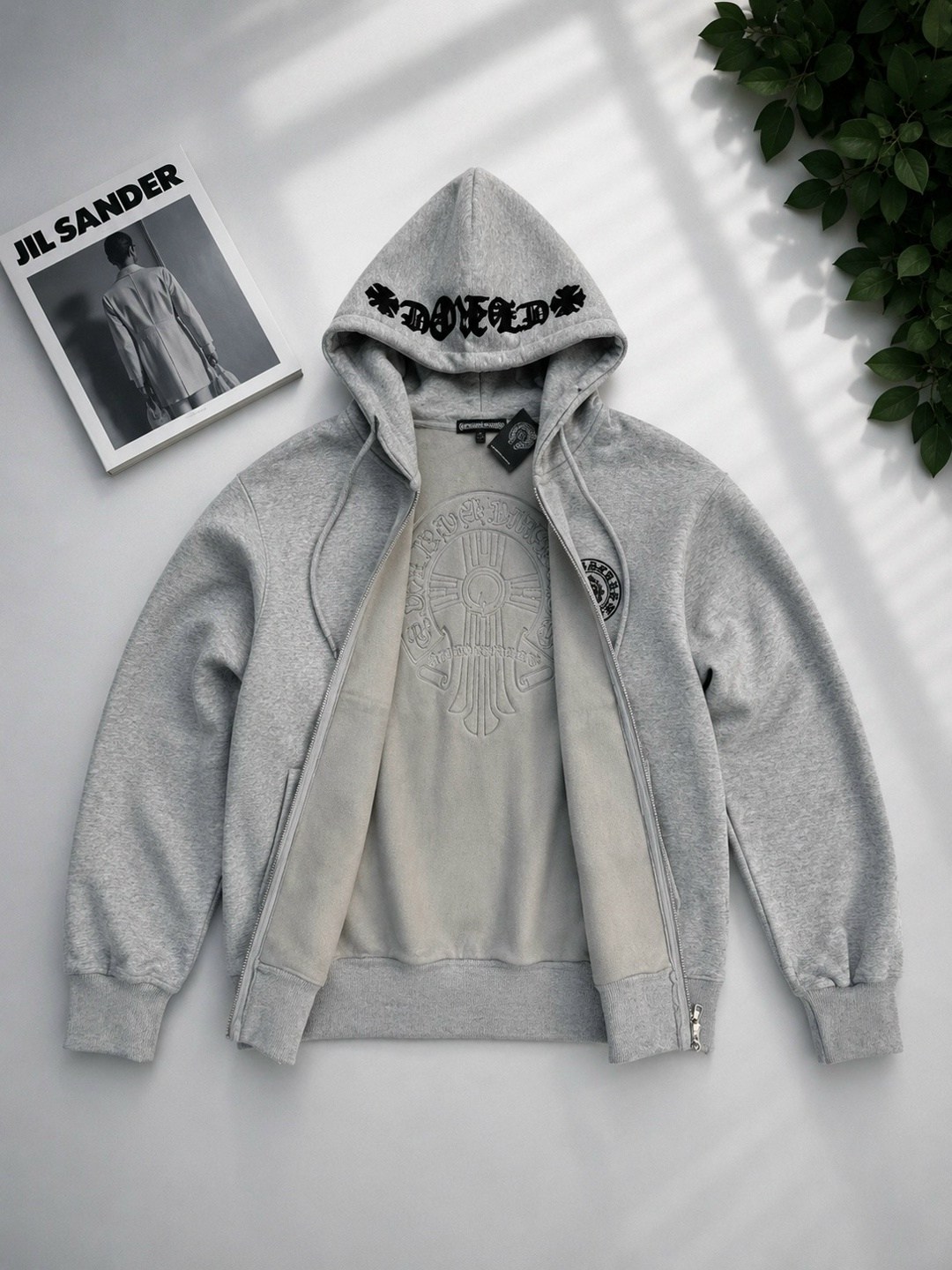 толстовка с замком и капюшоном chrome hearts,толстовка,толстовка с капюшоном,толстовка мужской,зип худи кофта chrome hearts серая