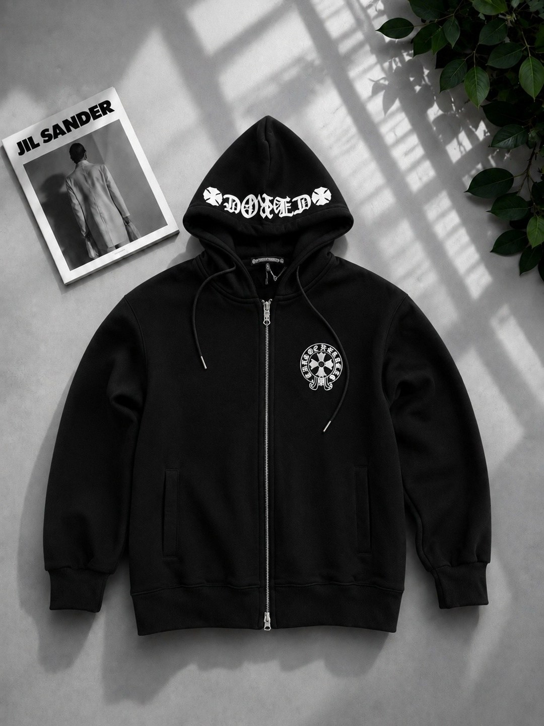толстовка с замком и капюшоном chrome hearts,толстовка,толстовка с капюшоном,толстовка мужской,зип худи кофта chrome hearts серая