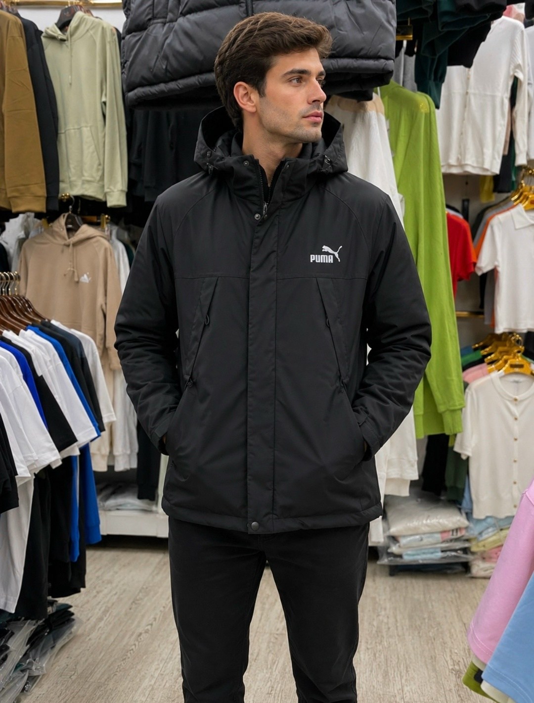 куртка puma,куртка puma мужская зимняя,мужская куртка puma protective hooded down coat puma black s,мужская куртка puma,пуховик мужской puma