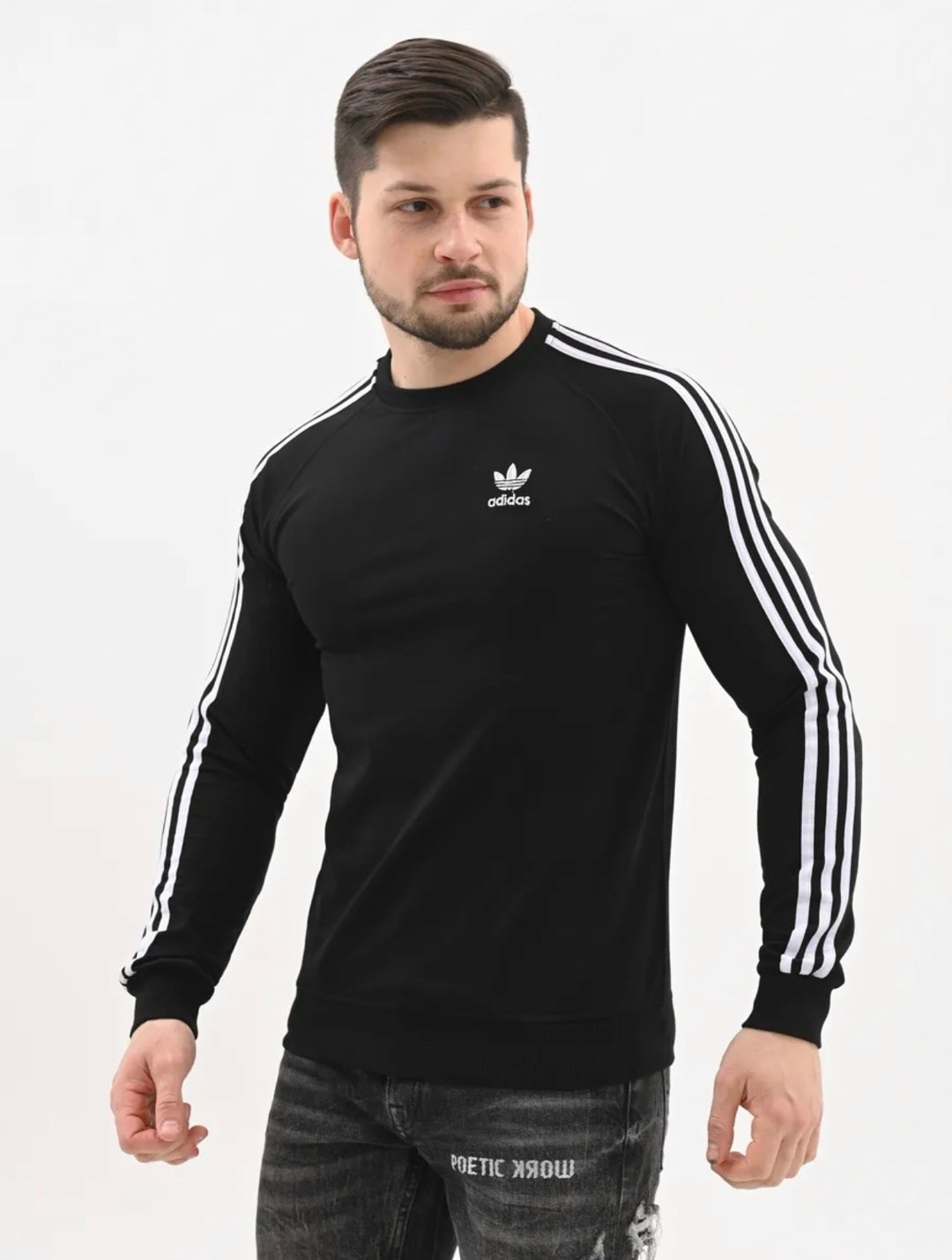 черный свитшот с тремя полосками adidas originals,свитшот адидас мужской черный,адидас свитшот,свитшот adidas,лонгслив адидас мужские черный