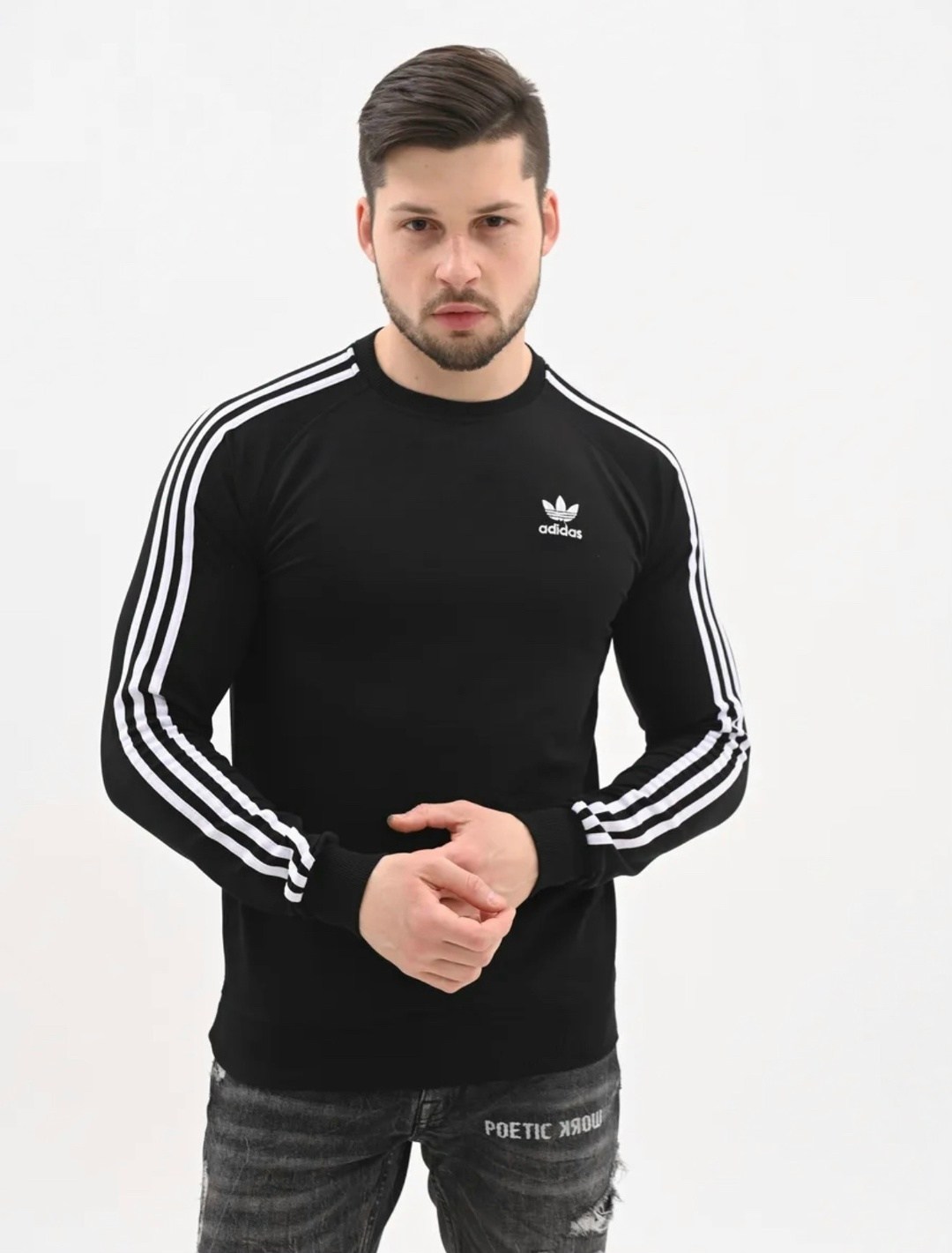 черный свитшот с тремя полосками adidas originals,свитшот адидас мужской черный,адидас свитшот,свитшот adidas,лонгслив адидас мужские черный