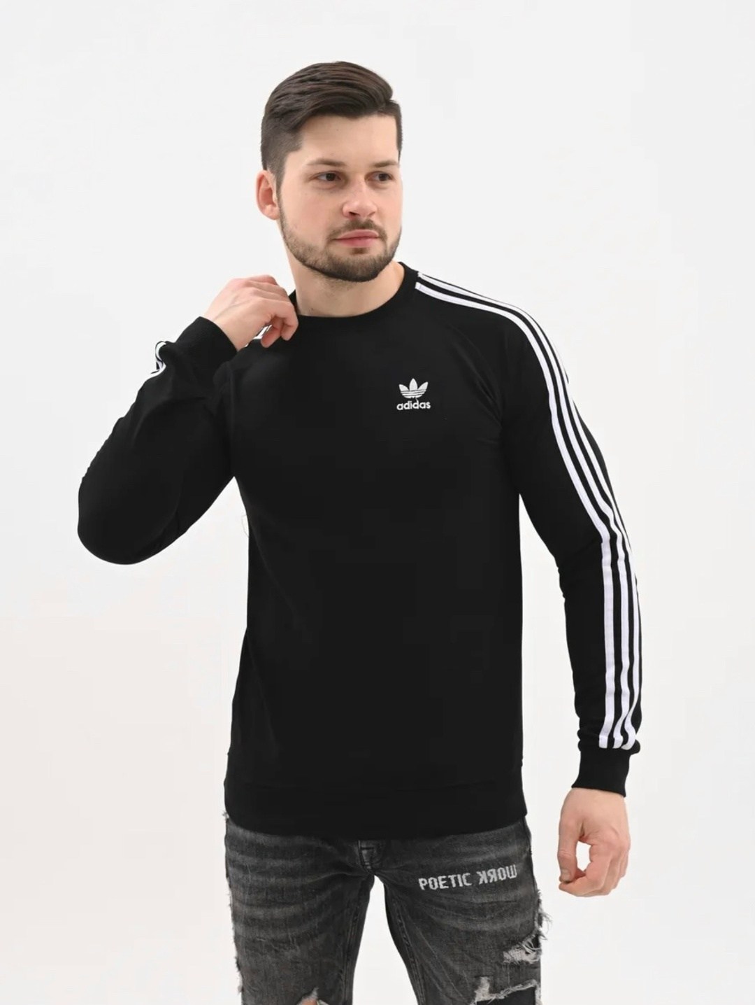 черный свитшот с тремя полосками adidas originals,свитшот адидас мужской черный,адидас свитшот,свитшот adidas,лонгслив адидас мужские черный