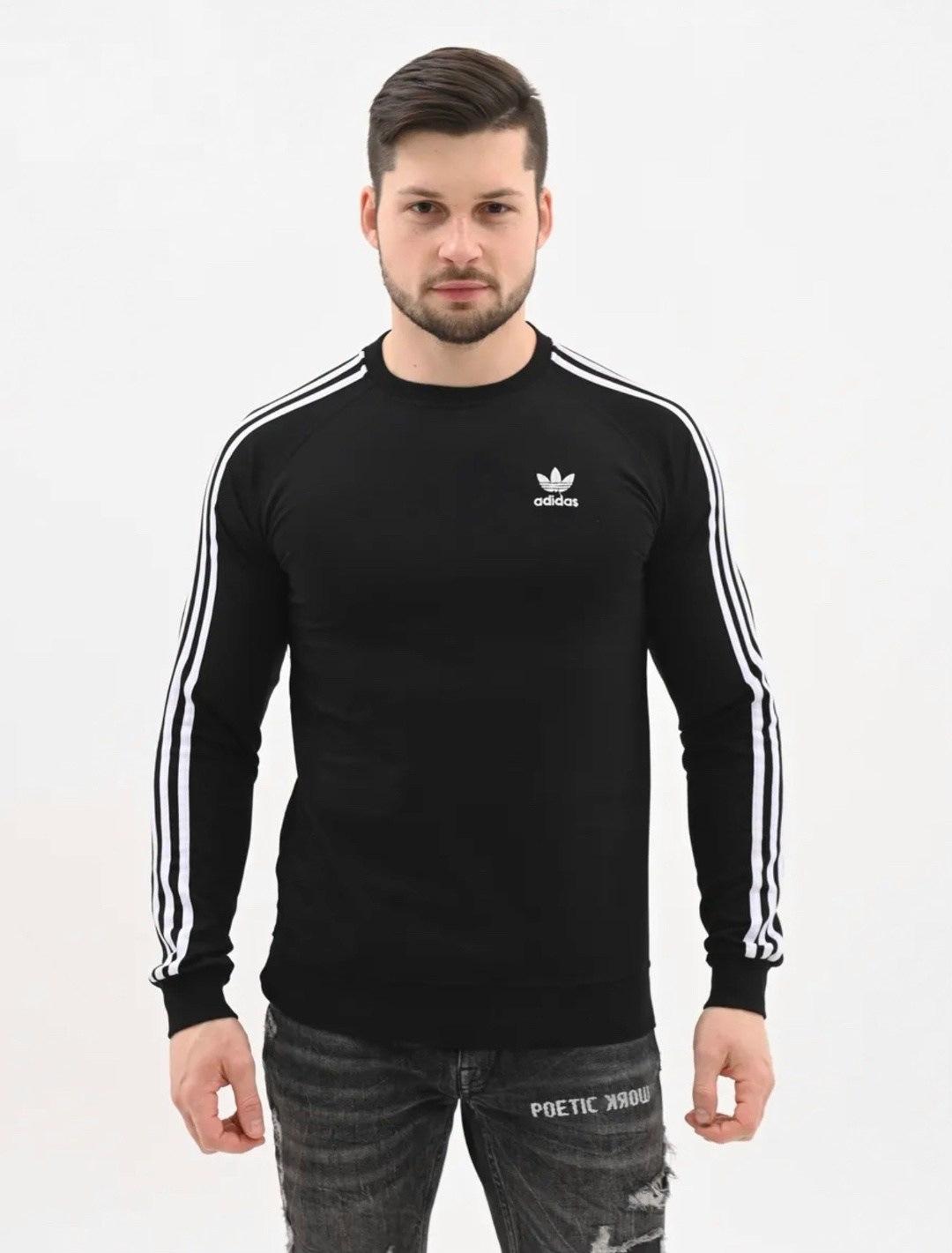 черный свитшот с тремя полосками adidas originals,свитшот адидас мужской черный,адидас свитшот,свитшот adidas,лонгслив адидас мужские черный