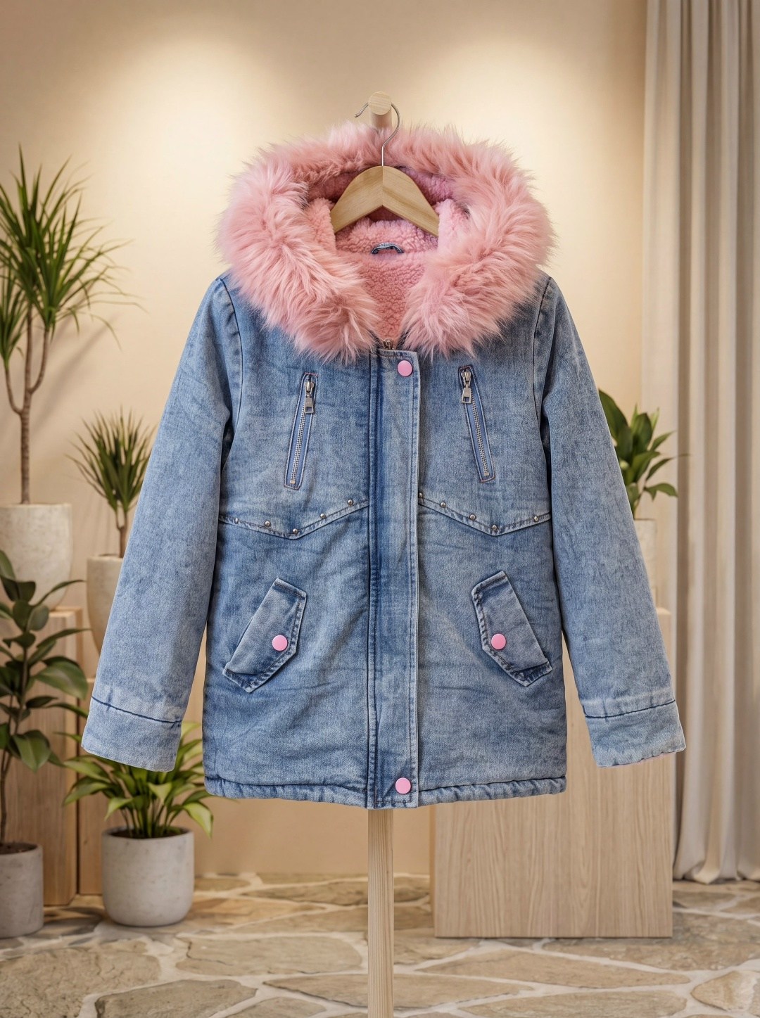 куртка джинсовая утепленная для девочек,куртка джинсовая для девочек,джинсовая парка с мехом для девочки,зимние куртки для девочек,джинсовая куртка для маленьких девочек