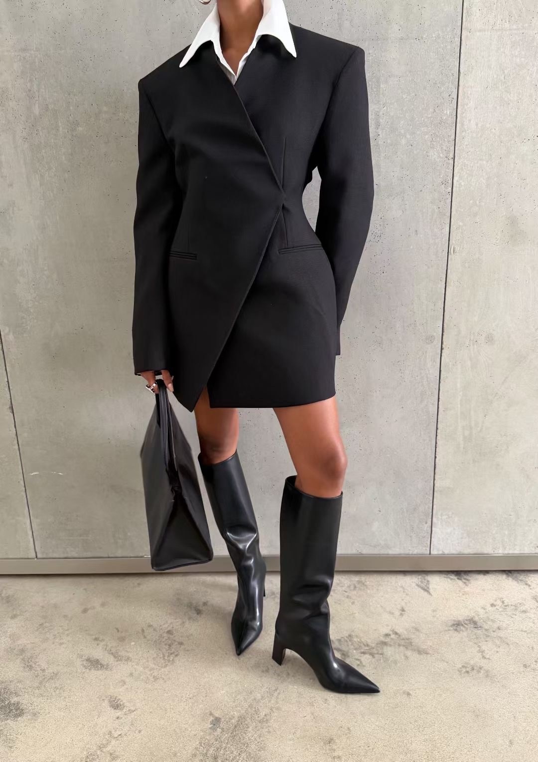 alexander wang asymmetric blazer wool-twill mini dress,платье пиджак,женский асимметричный блейзер twotwinstyle,черное платье пиджак