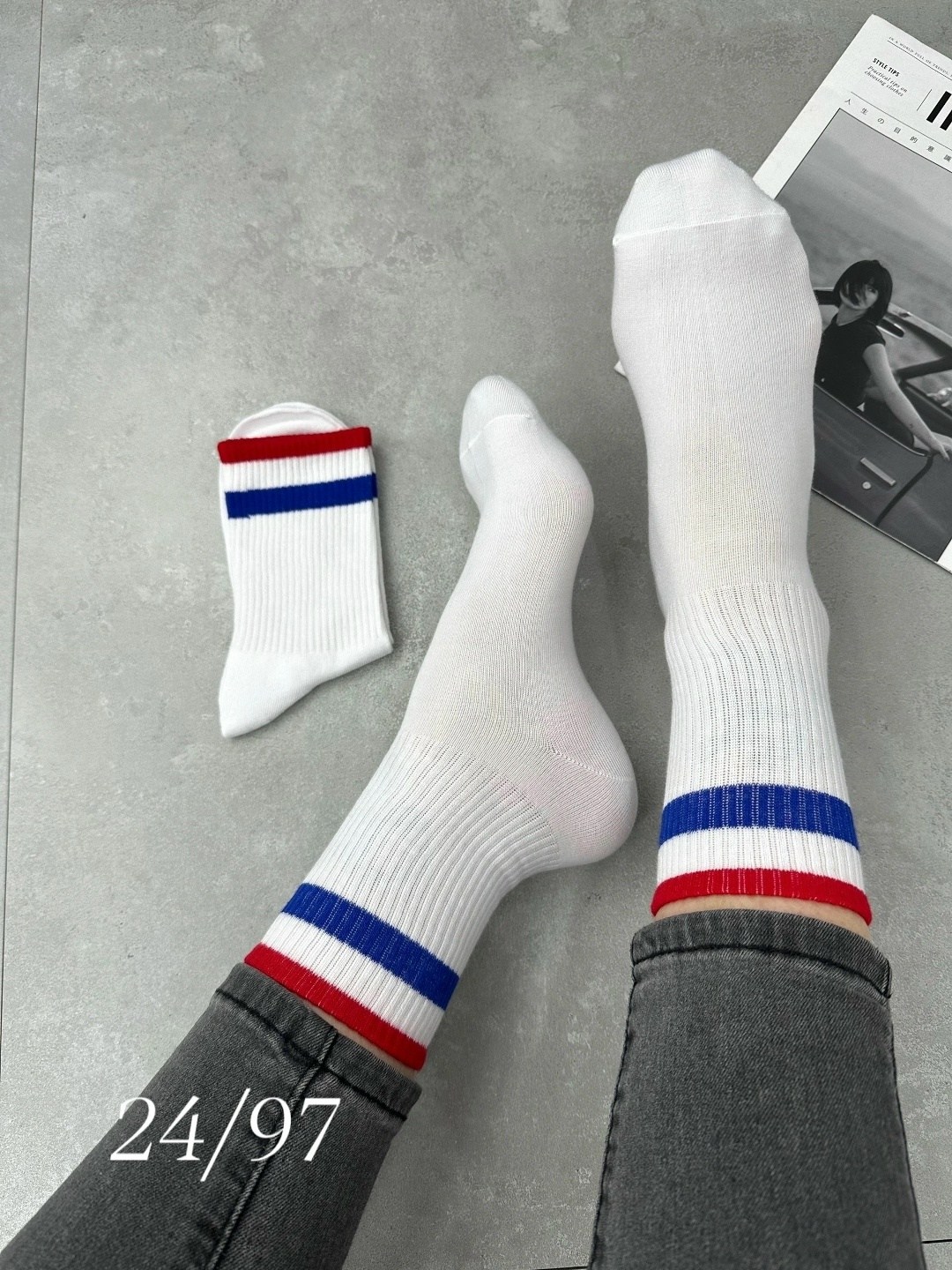 модные белые носки,носки спортивные,хлопковые носки,длинные носки,носки с полосками