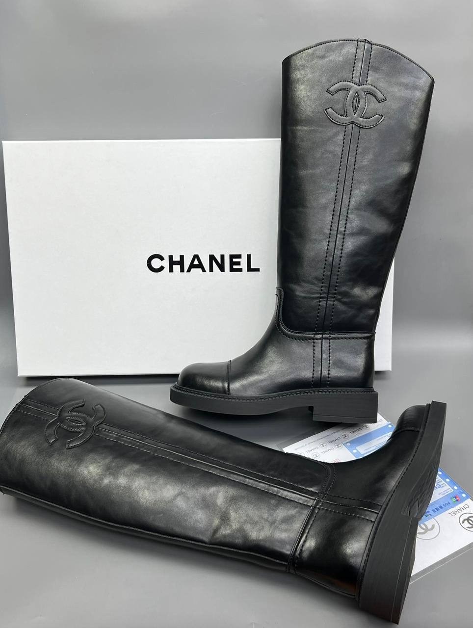 сапоги chanel,женские кожаные сапоги chanel premium black,сапоги шанель,сапоги,сапоги женские chanel