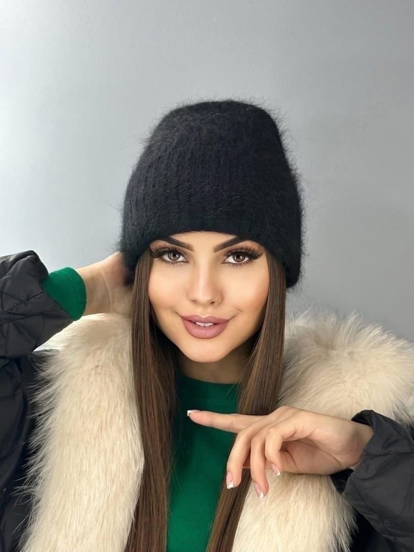 зимняя пушистая шапка бини из ангоры от бренда lili,шапка женская пушистая вязаная зимняя из ангоры,женская пушистая зимняя шапка бини из ангоры,шапка ангора пушистая женская,женская шапка ангора