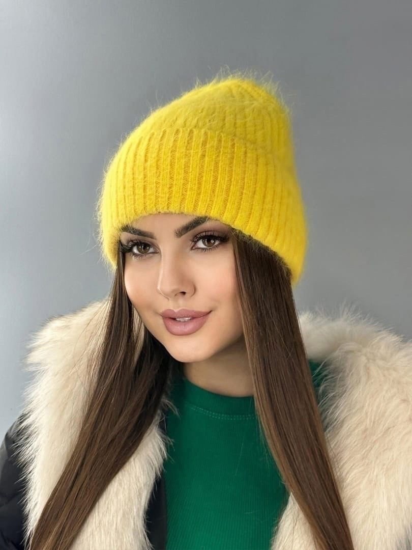 зимняя пушистая шапка бини из ангоры от бренда lili,шапка женская пушистая вязаная зимняя из ангоры,женская пушистая зимняя шапка бини из ангоры,шапка ангора пушистая женская,женская шапка ангора