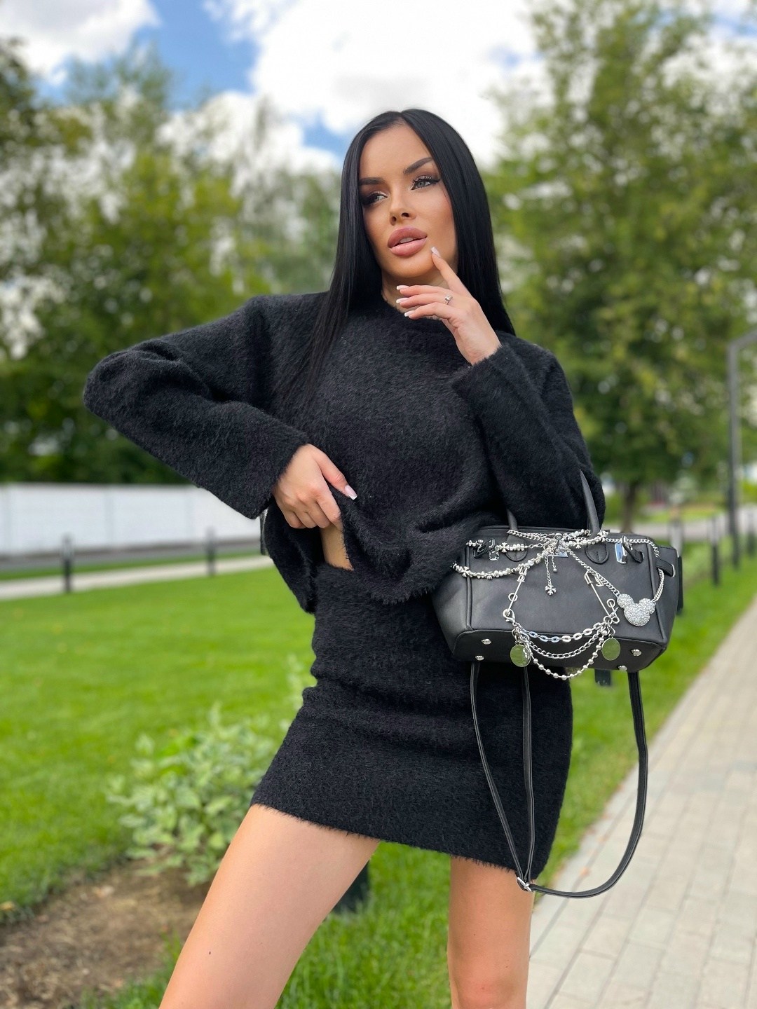 модная ,костюм женский двойка с юбкой,платье вязаное, ,вязаное платье туника