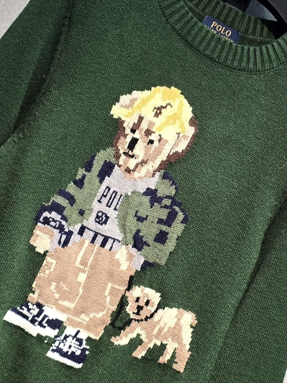 polo ralph lauren свитер с принтом polo bear зеленый,свитер polo ralph lauren,свитер с мишкой ральф лорен,polo ralph lauren bear sweater,polo ralph lauren polo bear sweater
