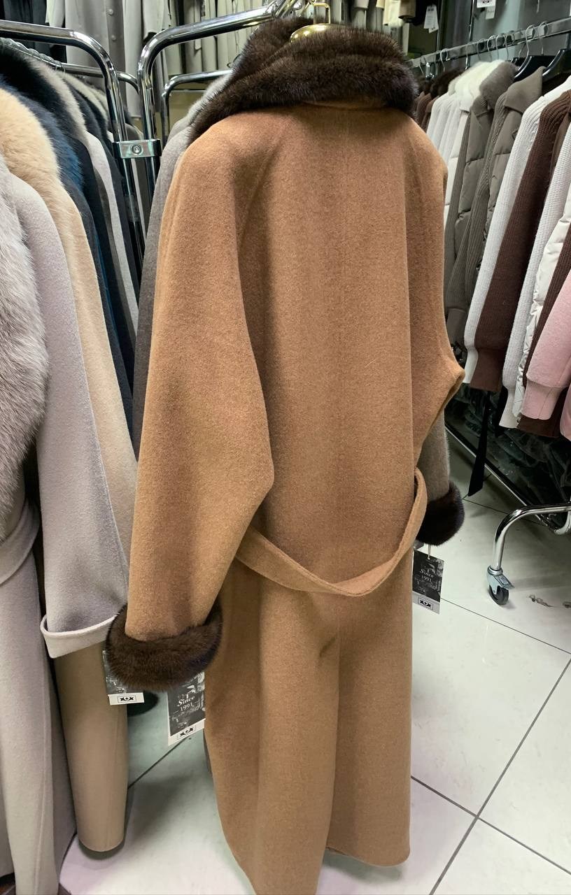 женское пальто с отделкой из меха max mara,зимнее кашемировое роскошное брендовое пальто с песцом,длинное пальто из двустороннего кашемира и шерсти,пальто с мехом,пальто зимнее