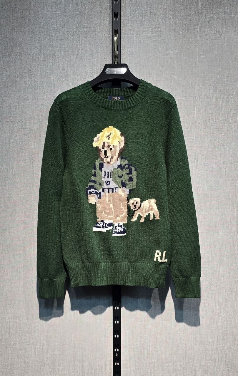 polo ralph lauren свитер с принтом polo bear зеленый,свитер polo ralph lauren,свитер с мишкой ральф лорен,polo ralph lauren bear sweater,polo ralph lauren polo bear sweater