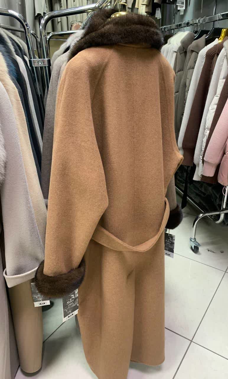 женское пальто с отделкой из меха max mara,зимнее кашемировое роскошное брендовое пальто с песцом,длинное пальто из двустороннего кашемира и шерсти,пальто с мехом,пальто зимнее